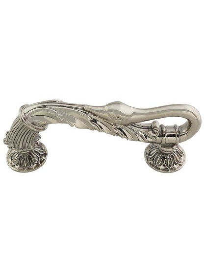 Swans Pull - 5 inch Center-to-Center in White Brass.